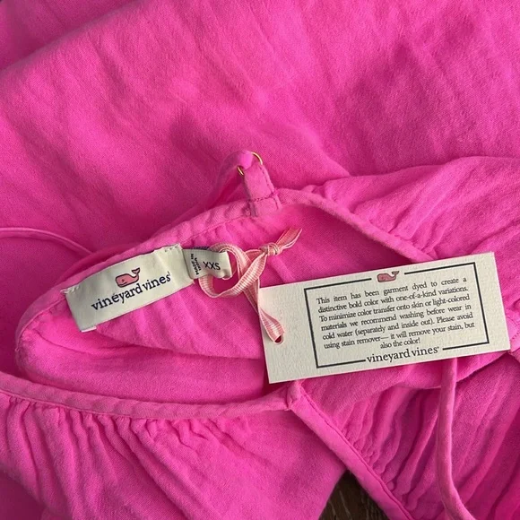 VINEYARD VINES Pink Neon Confetti Strappy Cross Back Coverup Dress XXS - Picture 6 of 7